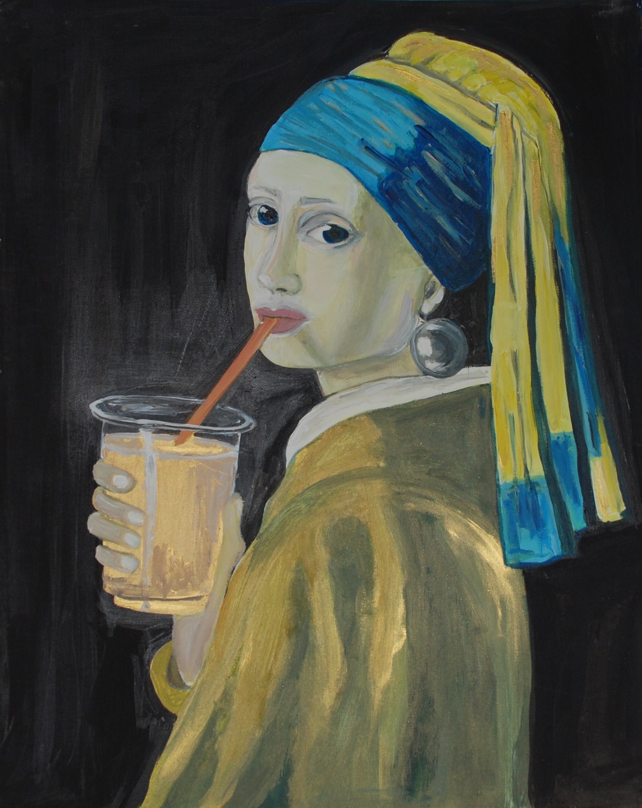 The girl with the iced latte, an original painting by Jessica Ashby, available as an art print