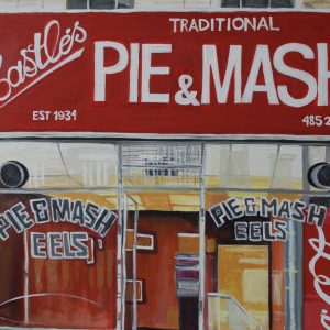 Pie and Mash, acrylic painting by Jessica Ashby